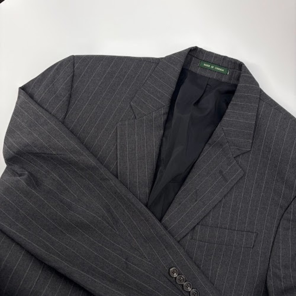 Lauren Ralph Lauren Blazer Mens 48R Grey Pinstripe Wool Made Canada sport Coat